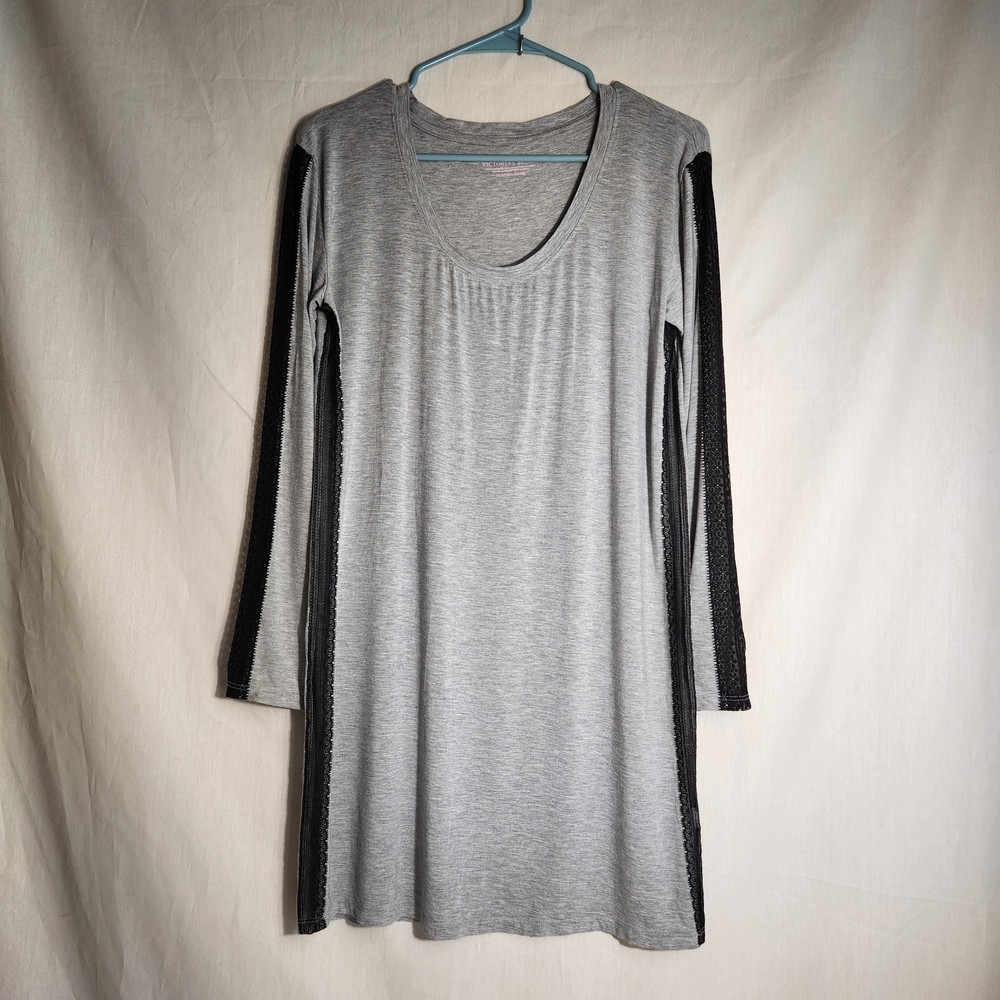 Victoria's Secret Gown Womens Gray and Black Long Sleeve XS Very Soft
